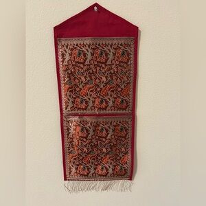 Red and Gold Embroidered Wall Hanging